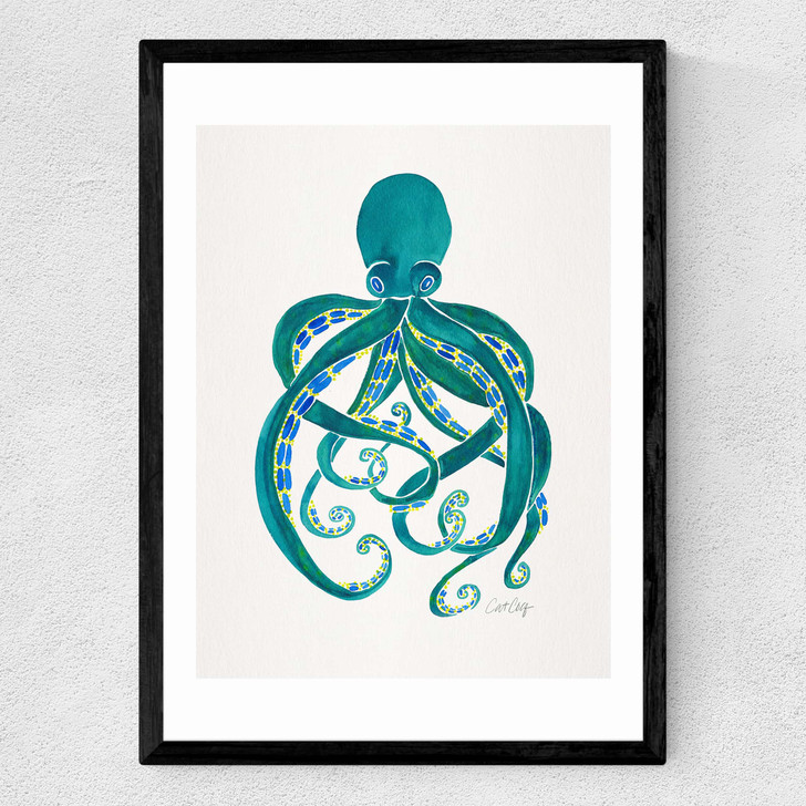 Green Octopus Medium Black Frame Green Octopus Medium Black Frame