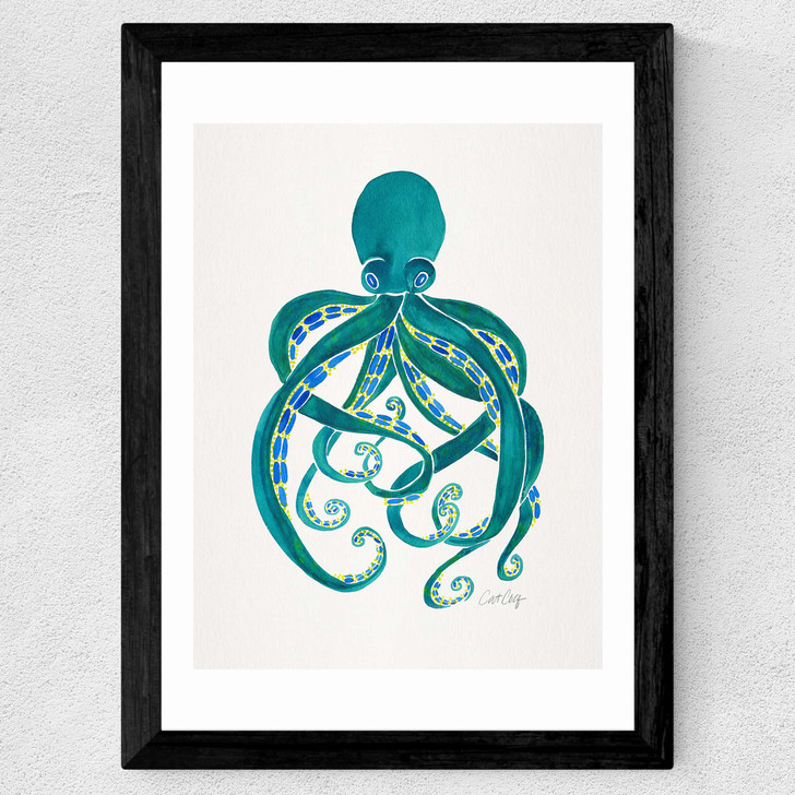 Green Octopus Wide Black Frame Green Octopus Wide Black Frame