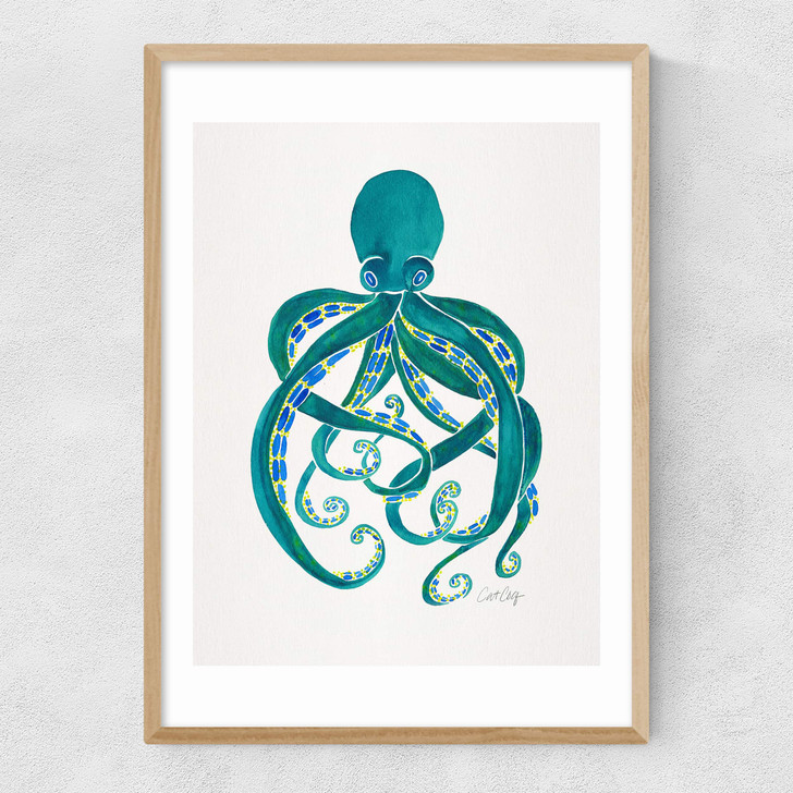 Green Octopus Narrow Oak Frame Green Octopus Narrow Oak Frame