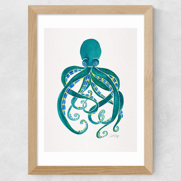 Green Octopus Wide Oak Frame Green Octopus Wide Oak Frame