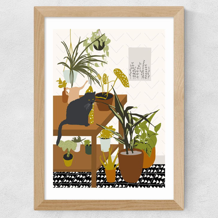 Cat House Plants Wide Oak Frame