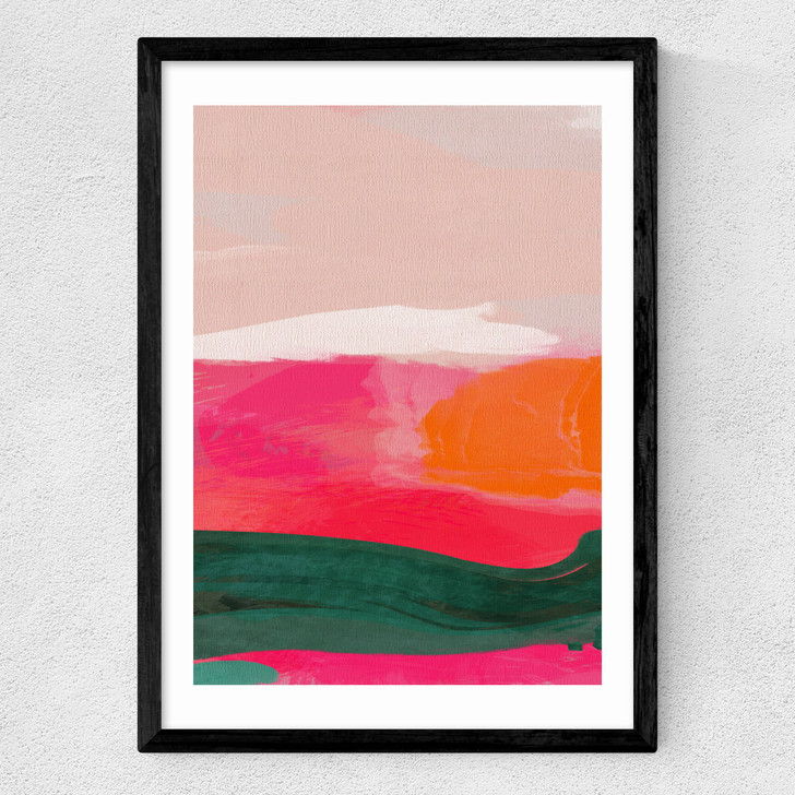 Green and Pink Abstract III Medium Black Frame Green and Pink Abstract III Medium Black Frame