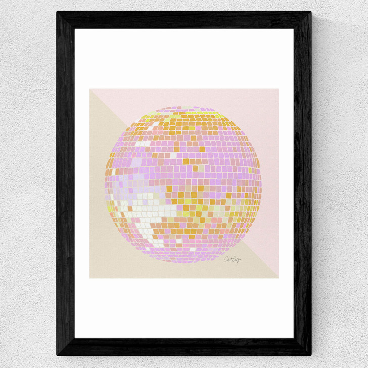 Peach DiscoBall Wide Black Frame