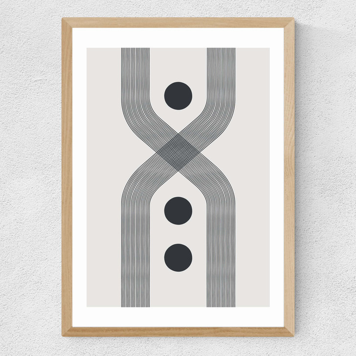 Abstract Lines Circle by The Crayon Studio Medium Oak Frame