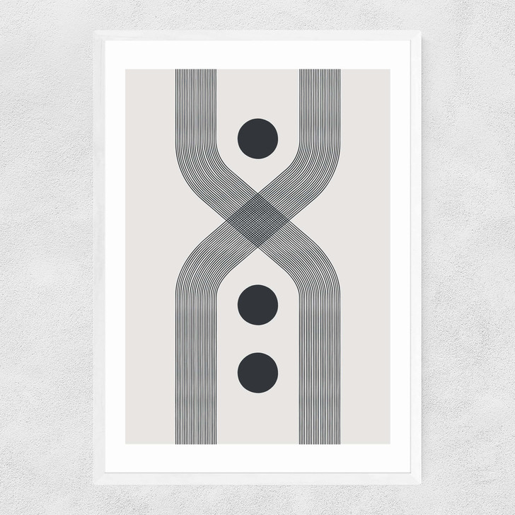 Abstract Lines Circle by The Crayon Studio Narrow White Frame