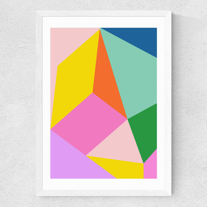 Geometric Abstraction No. 4 Medium White Frame