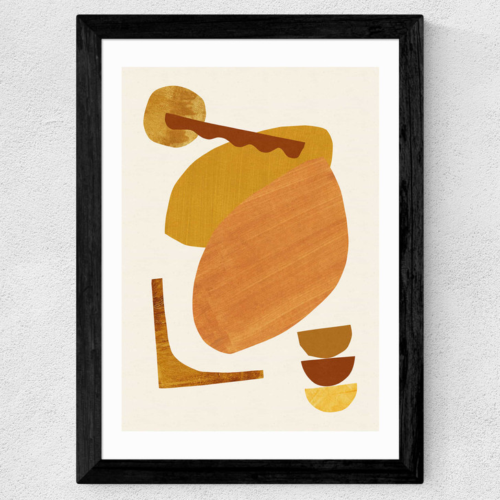 Abstract Collage With Warm Shapes Wide Black Frame Abstract Collage With Warm Shapes Wide Black Frame