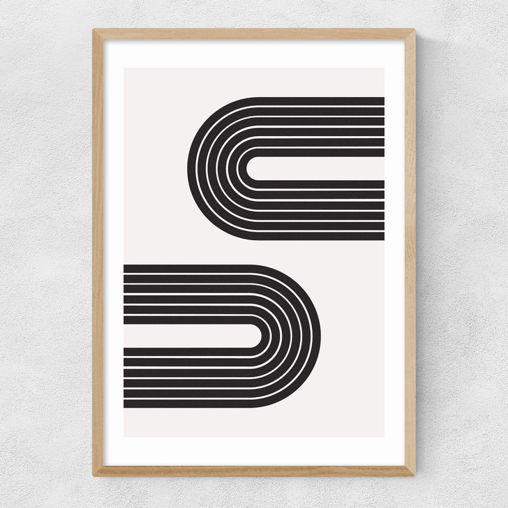 Abstract Rainbow Double Narrow Oak Frame