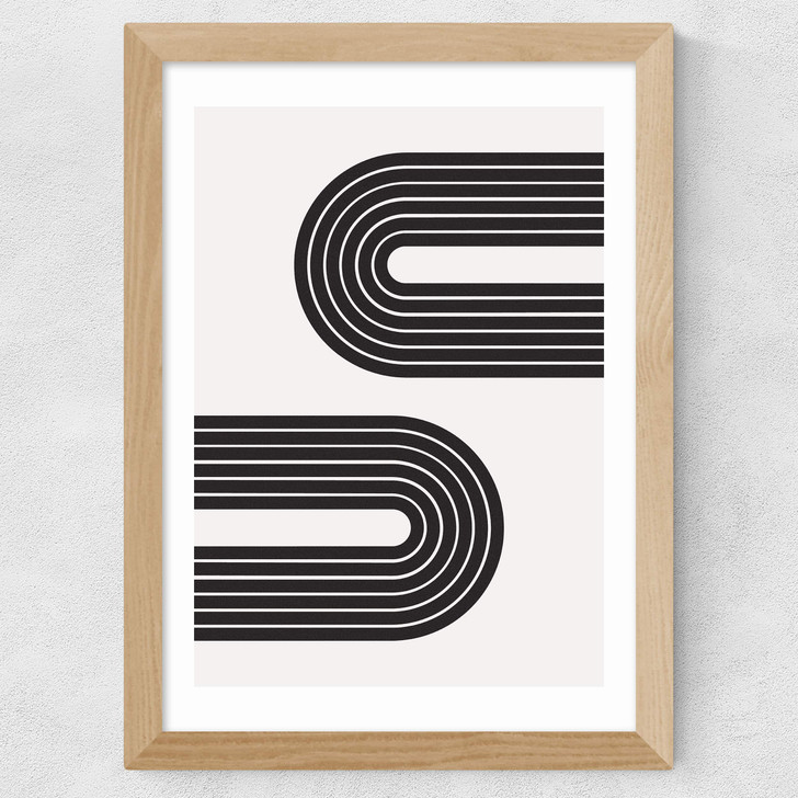 Abstract Rainbow Double Wide Oak Frame