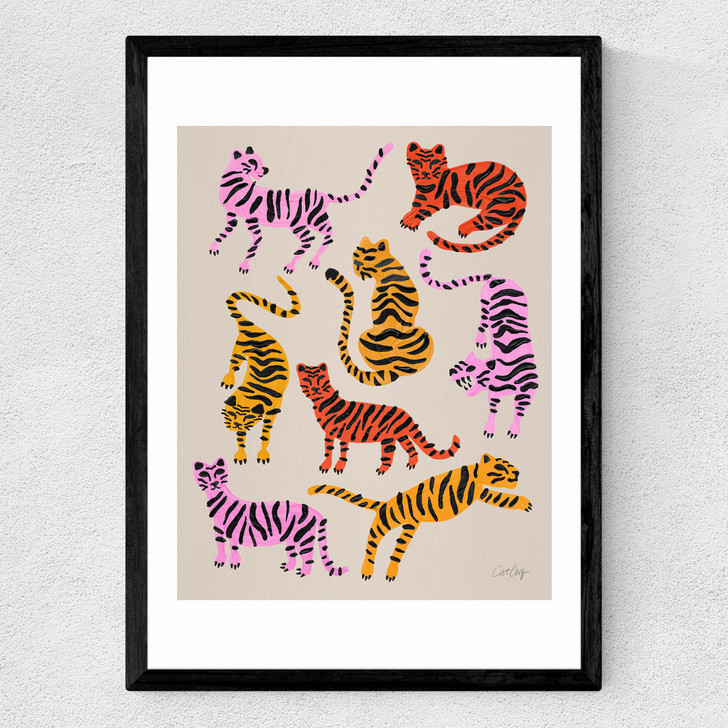 Pink Yellow Tiger Medium Black Frame Pink Yellow Tiger Medium Black Frame