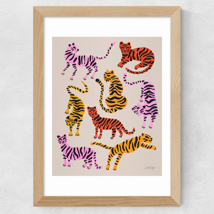 Pink Yellow Tiger Wide Oak Frame Pink Yellow Tiger Wide Oak Frame