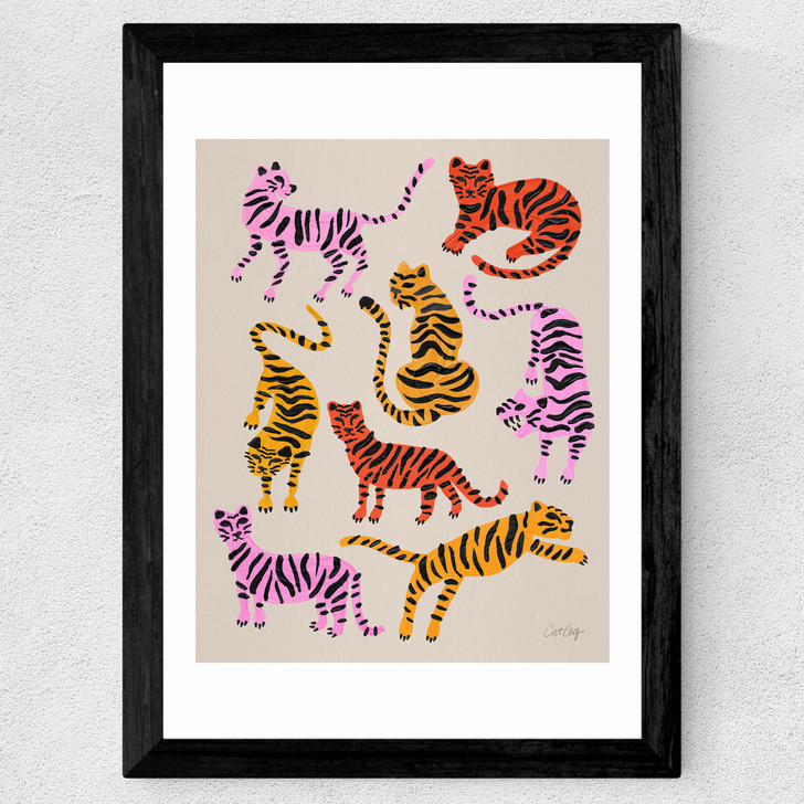Pink Yellow Tiger Wide Black Frame
