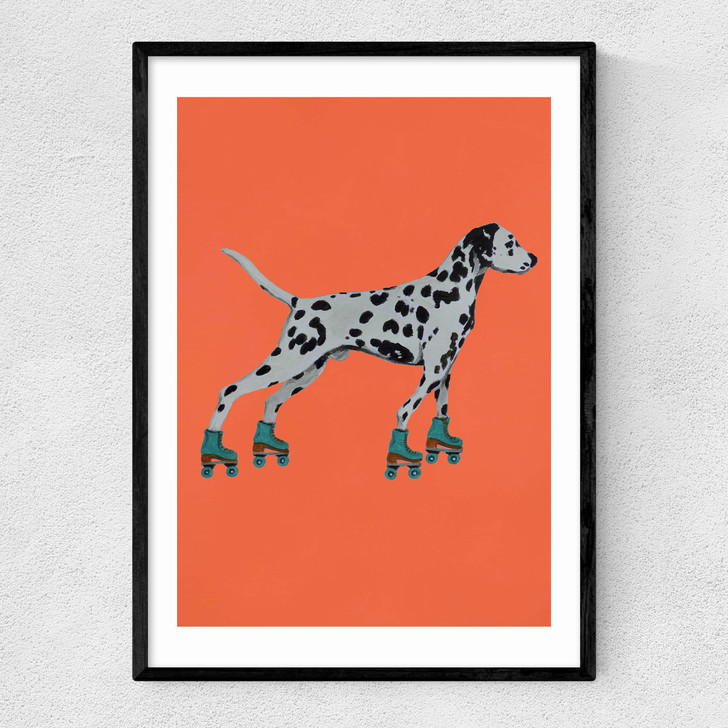Dalmatian With Rollerskates Narrow Black Frame Dalmatian With Rollerskates Narrow Black Frame