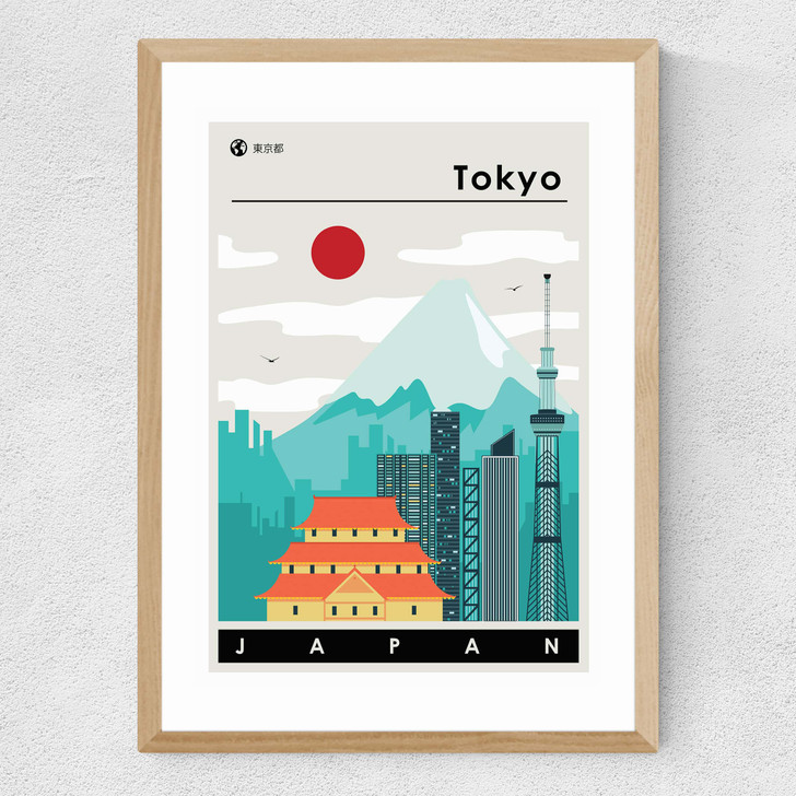 Tokyo Japan Medium Oak Frame Tokyo Japan Medium Oak Frame