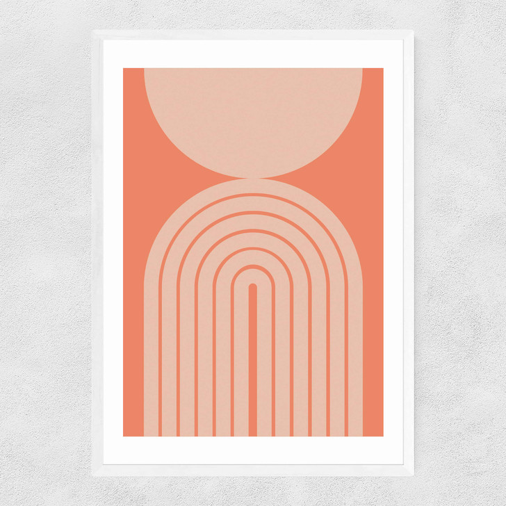 Abstract Rainbow Circle Terracotta Narrow White Frame