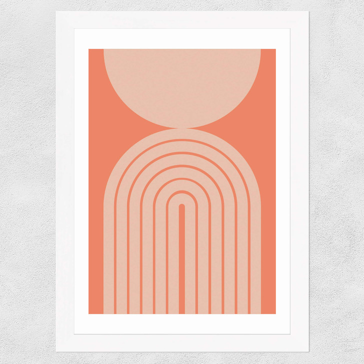 Abstract Rainbow Circle Terracotta Wide White Frame