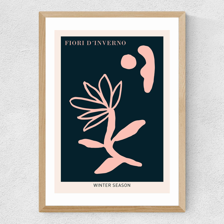 Fiori d'Inverno Pink Medium Oak Frame