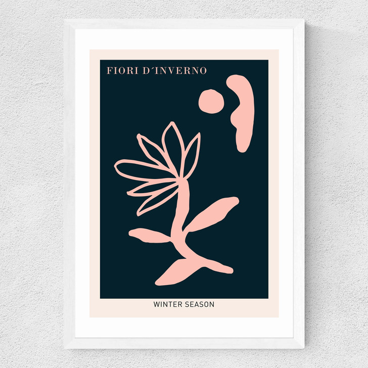 Fiori d'Inverno Pink Medium White Frame
