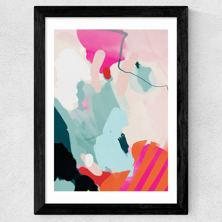 Lune Pink Sky I Wide Black Frame