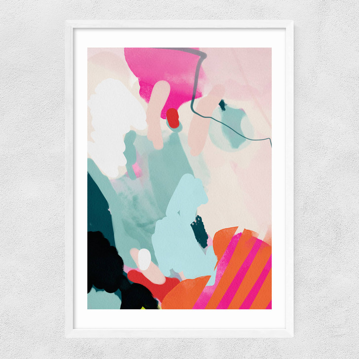 Lune Pink Sky I Narrow White Frame