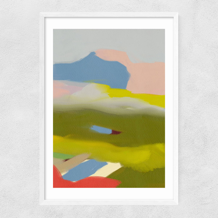 Landschaft Bunt III Narrow White Frame