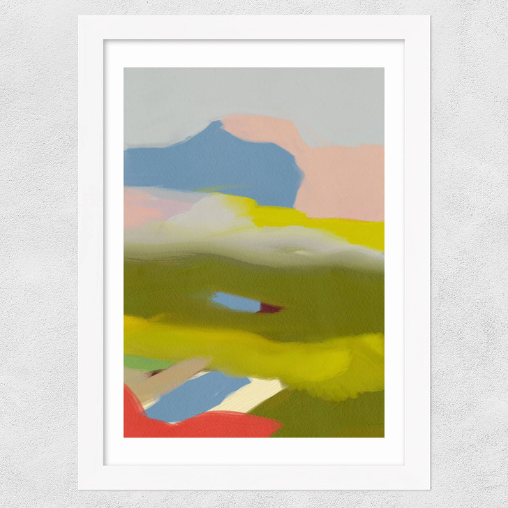 Landschaft Bunt III Wide White Frame