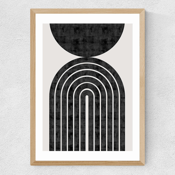 Abstract Rainbow Circle Medium Oak Frame