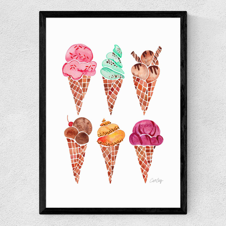 Rainbow IceCream Cones Medium Black Frame Rainbow IceCream Cones Medium Black Frame