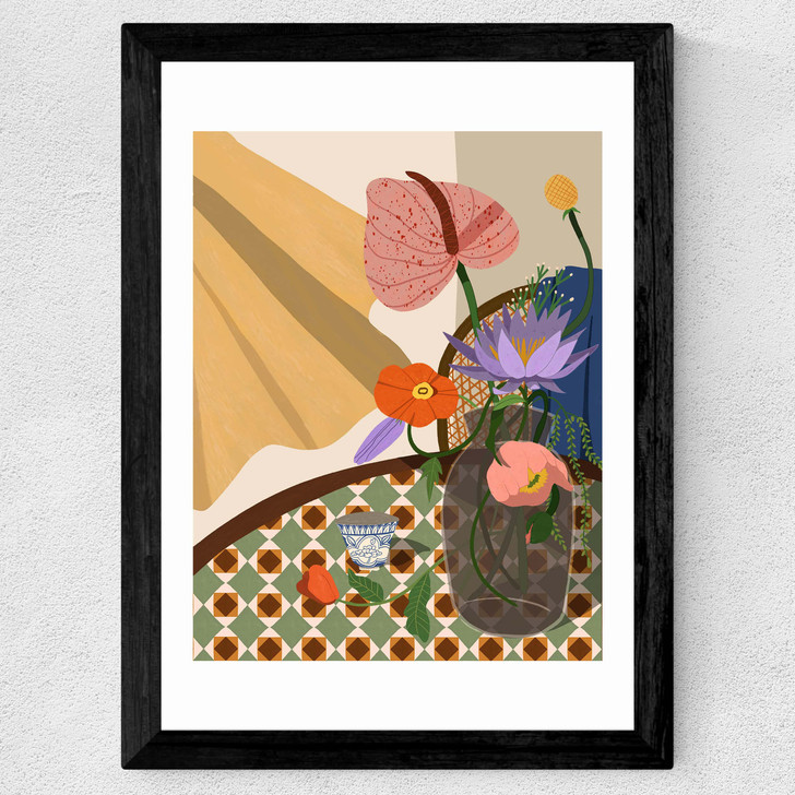 Floral Arrangement Wide Black Frame Floral Arrangement Wide Black Frame