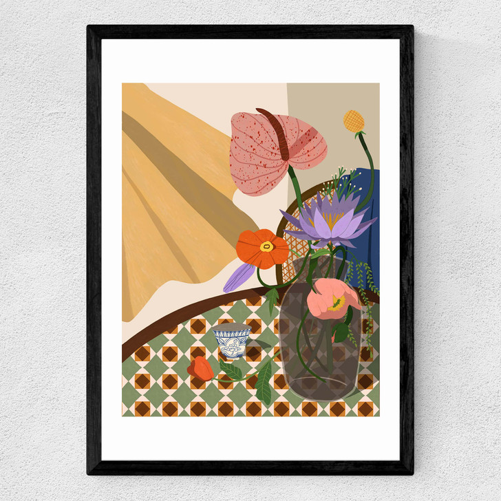 Floral Arrangement Medium Black Frame