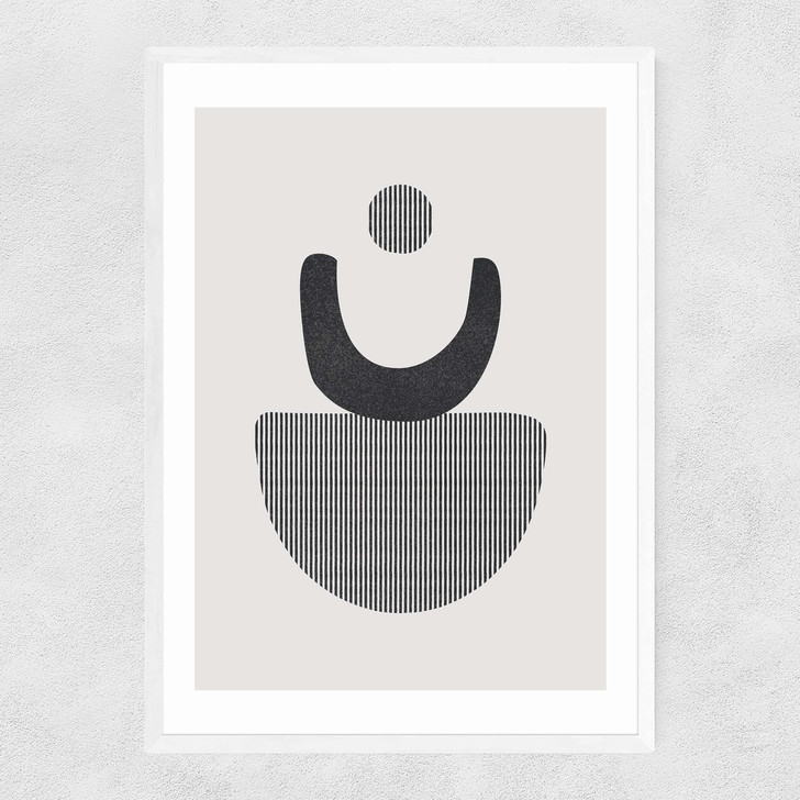 Abstract Circles 4 Stripes Narrow White Frame Abstract Circles 4 Stripes Narrow White Frame