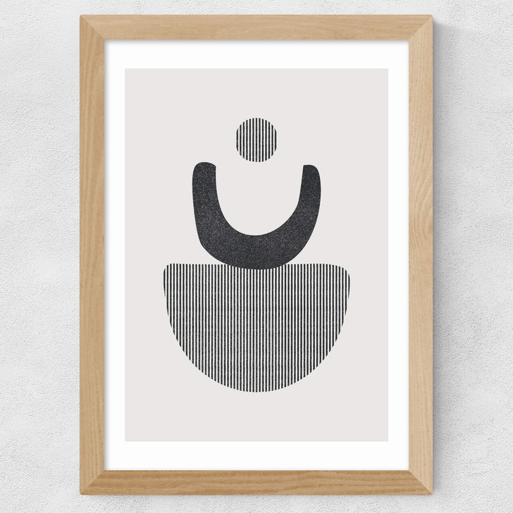 Abstract Circles 4 Stripes Wide Oak Frame