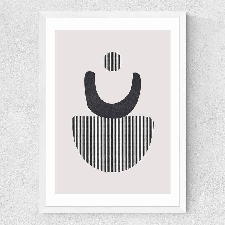 Abstract Circles 4 Stripes Medium White Frame
