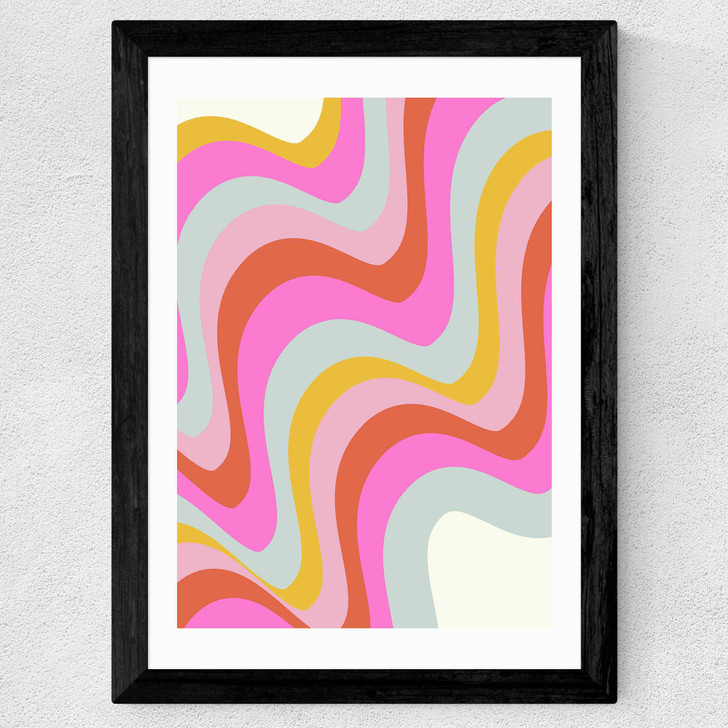 70s Abstract Candy Swirls Wide Black Frame 70s Abstract Candy Swirls Wide Black Frame