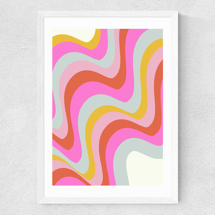 70s Abstract Candy Swirls Medium White Frame 70s Abstract Candy Swirls Medium White Frame