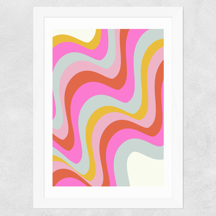 70s Abstract Candy Swirls Wide White Frame 70s Abstract Candy Swirls Wide White Frame