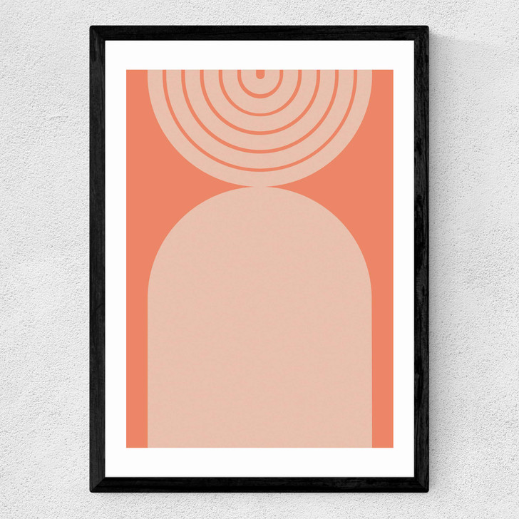 Abstract Rainbow Circle Terracotta 2 Medium Black Frame
