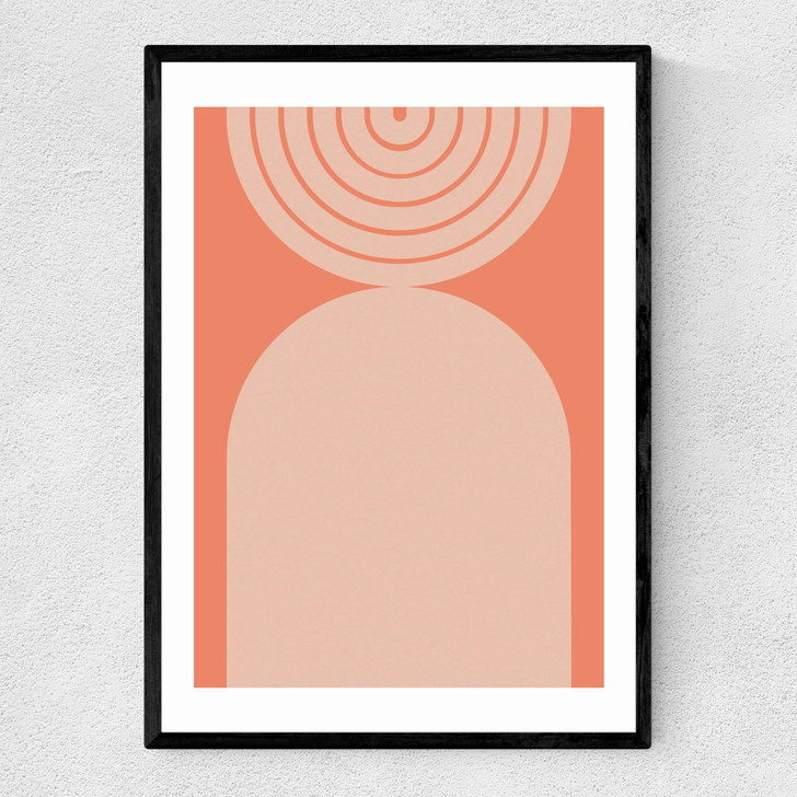 Abstract Rainbow Circle Terracotta 2 Narrow Black Frame