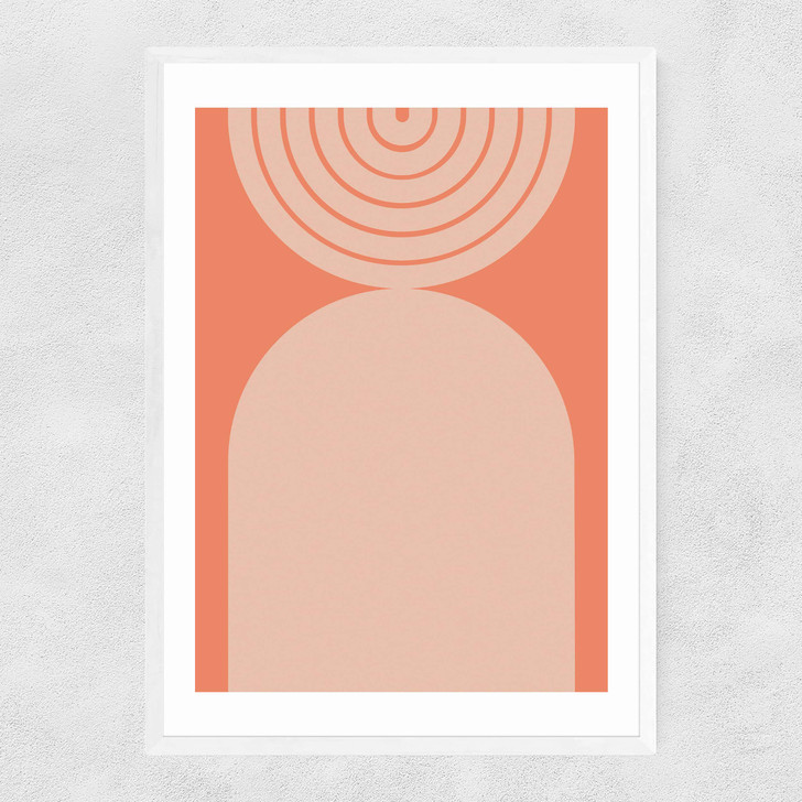 Abstract Rainbow Circle Terracotta 2 Narrow White Frame