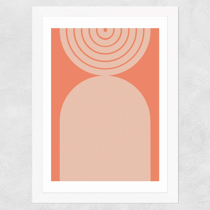 Abstract Rainbow Circle Terracotta 2 Wide White Frame