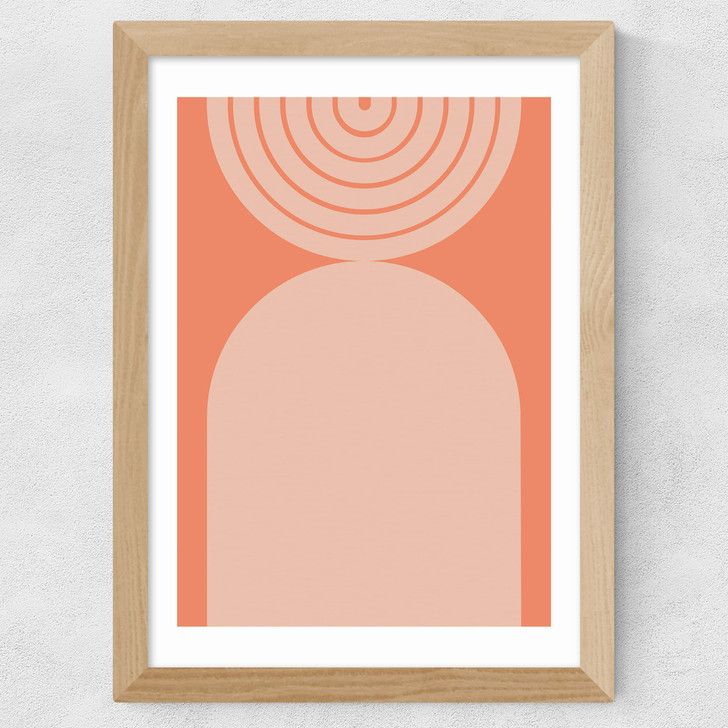 Abstract Rainbow Circle Terracotta 2 Wide Oak Frame