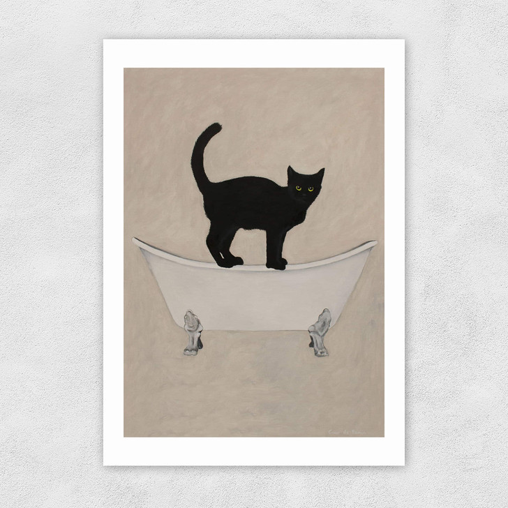 Cat On Bathtub Unframed Print