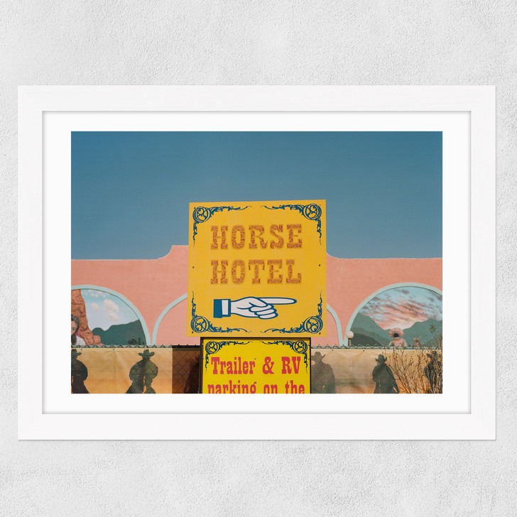 Horse Hotel Wide White Frame