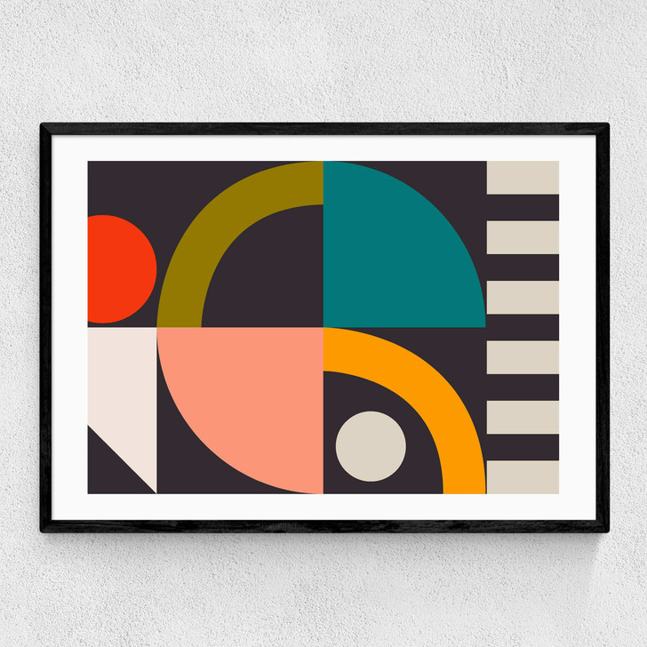 Geometric on Black II Narrow Black Frame