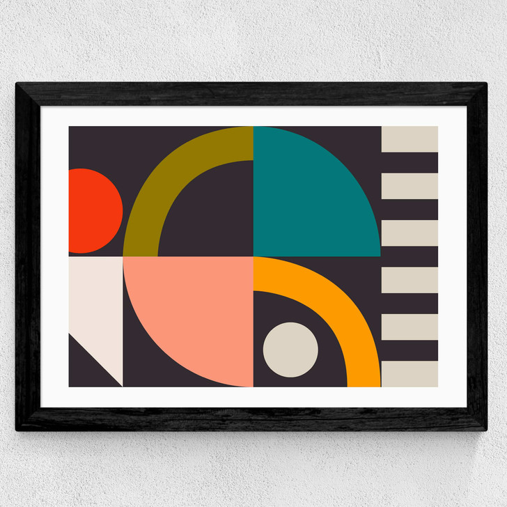 Geometric on Black II Wide Black Frame