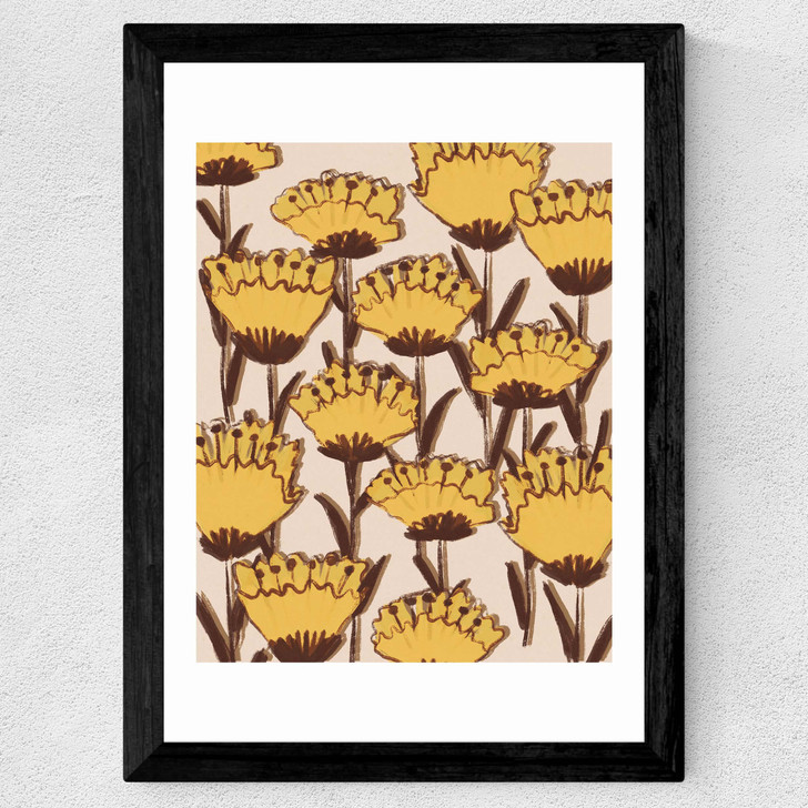 Yellow Wildflowers Wide Black Frame Yellow Wildflowers Wide Black Frame