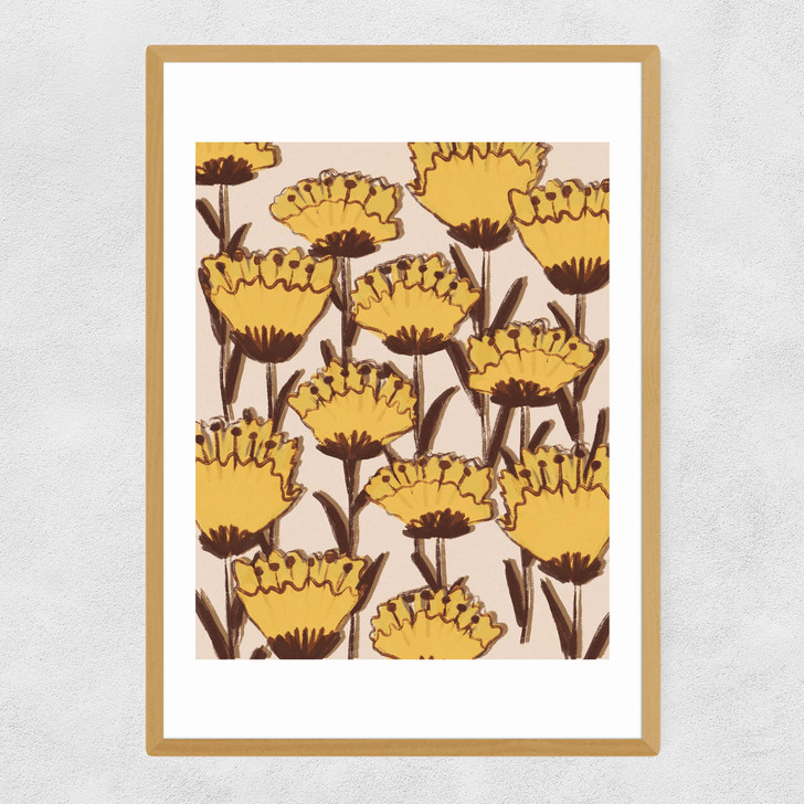 Yellow Wildflowers Narrow Oak Frame Yellow Wildflowers Narrow Oak Frame