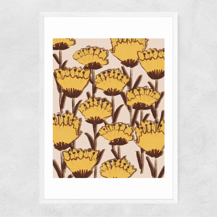 Yellow Wildflowers Narrow White Frame Yellow Wildflowers Narrow White Frame
