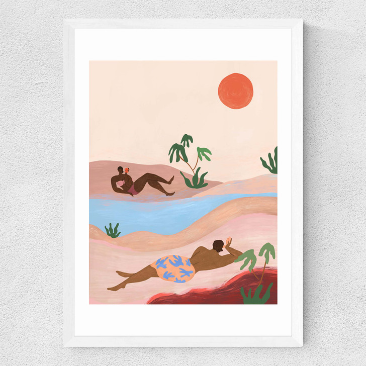 Beach Please Medium White Frame