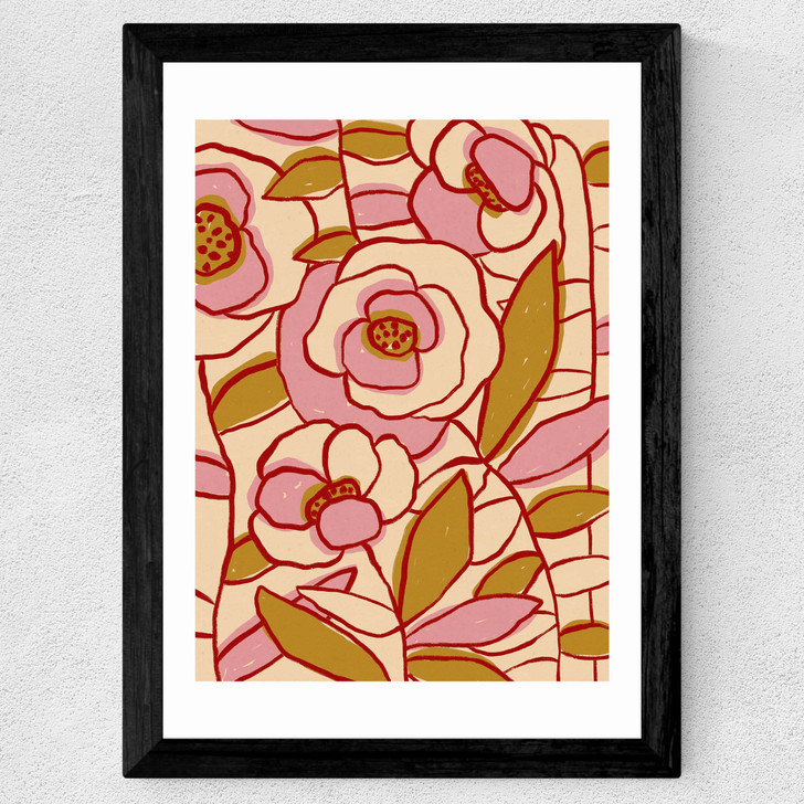 Rose Garden II Wide Black Frame Rose Garden II Wide Black Frame